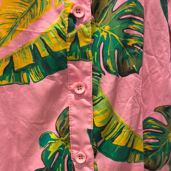 SHEIN NWOT Tropical colorful Leaf Printed Button Down Shirt in 100% Cotton - Picture 4 of 12